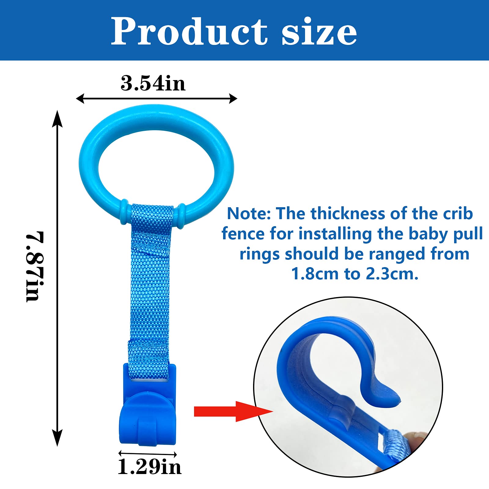 codree 8PCS Baby Crib Pull Rings, 4 Colors Baby Bed Stand Up Rings Baby Cot Hanging Rings Walking Assistant Stand Up Rings for Infant Baby Toddler