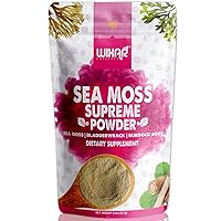 Wixar Wildcrafted Sea Moss Powder – (8 Ounces) – Natural Irish Sea Moss and Bladderwrack with Burdock Powder - Thyroid Support, Healthy Skin, Keto Detox, Joint Support Alkaline Supplements