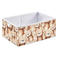 Lovely Teddy Bear Cube Storage Bin Collapsible Storage Bins Waterproof Toy Basket for Cube Organizer Bins for Toys Nursery Kids Closet Book Bathroom Office - 15.75x10.63x6.96 IN