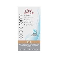 WELLA Color Charm Hair Toner, Neutralize Brass With Liquifuse Technology, T11 Lightest Beige Blonde, 1.4 oz