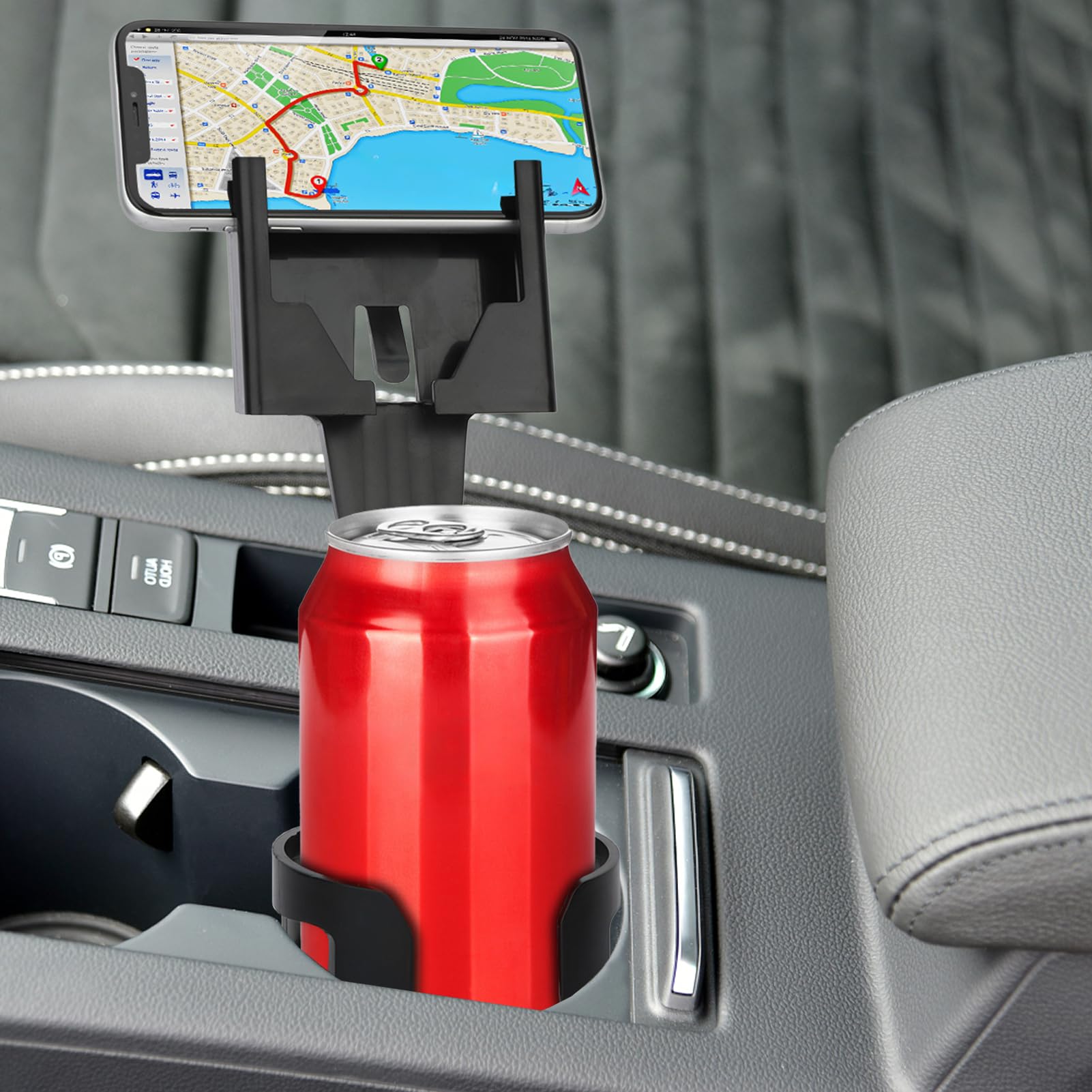 VEAREAR Phone Mount for Car, 2-in-1 Adjustable Car Phone Holder Cup Holder in Vehicle, Stable Cell Phone Stand, Fit for Different Size Cellphone and Cup