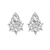 Vintage Rhinestone Earrings Fancy Crystal Cluster Drop Earrings Art Deco Earrings for Women Girls