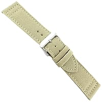 24mm deBeer Beige Nylon Canvas Black Leather Lining Thick Stitched Mens Band Reg