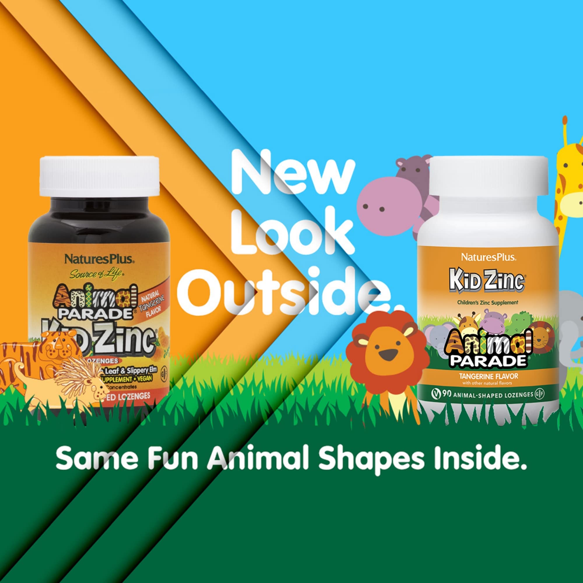 NaturesPlus Animal Parade KidZinc, Tangerine Flavor - 90 Animal-Shaped Lozenges, Pack of 3 - Organically Chelated Zinc - Vegan, Gluten Free - 270 Total Servings