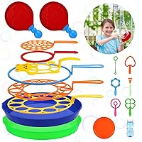 Roberly 18PCS Bubble Wands Set, Big Bubble Wand Toys with Bubble Solution, Tray, Soft Bubble Racket, Bulk Funny Bubbles Making Toys for Kids Summer Outdoor Activities Game Birthday Party Favors