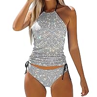 Ladies Swimsuits Tankini Top Woman Bathing Suit Shorts 2 Piece Normal Swimsuit Backless 2 Piece Printing Adju