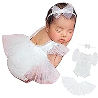 M&G House White/Pink Lace Newborn Photography Outfits Girl Newborn Photography Props Newborn Girl Pearl Lace Christmas Gift
