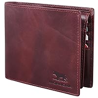 Mens RFID Blocking Real Soft Leather Passcase Wallet M-115 BURGUNDY