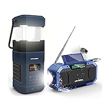 Emergency Radio Waterproof Bluetooth Speaker,Camping Lantern, Portable AM/FM Radio,Hand Crank Solar NOAA Weather Alert Radio,5000mAH Cell Phone Charger,Flashlight,SOS Alarm for Outdoor