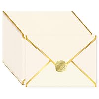 100 Pack 5x7 A7 Envelopes for Invitations,250g Thick Shimmer Cardstock 4x6 Business Envelopes Letter Size with Gold Foil V Flap&Sealer,Security Envelopes for Gift Card,Wedding,Baby Shower(Beige)