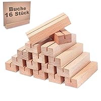 16Pcs Wooden Place Card Holders, Wood Photo Picture Card Holders for Weddings Banquets and Parties, Beech Table Number Holder Stands, Wood Menu Holder for Restaurants