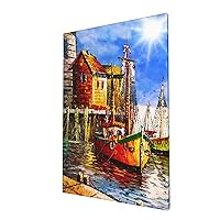 C. Mediterranean Sailing Boat Seascape Oil Painting Kitchen Wall Painting Frameless Study Decorative Painting 16x24in Canvas Decorative Painting Office Oil Painting Dining Room Hanging Painting Porch Background Oil Painting