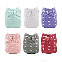 ALVABABY Mother's Day Cloth Diaper One Size Adjustable Washable Reusable for Baby Girls and Boys 6 Pack with 12 Inserts (03 Hello Baby)