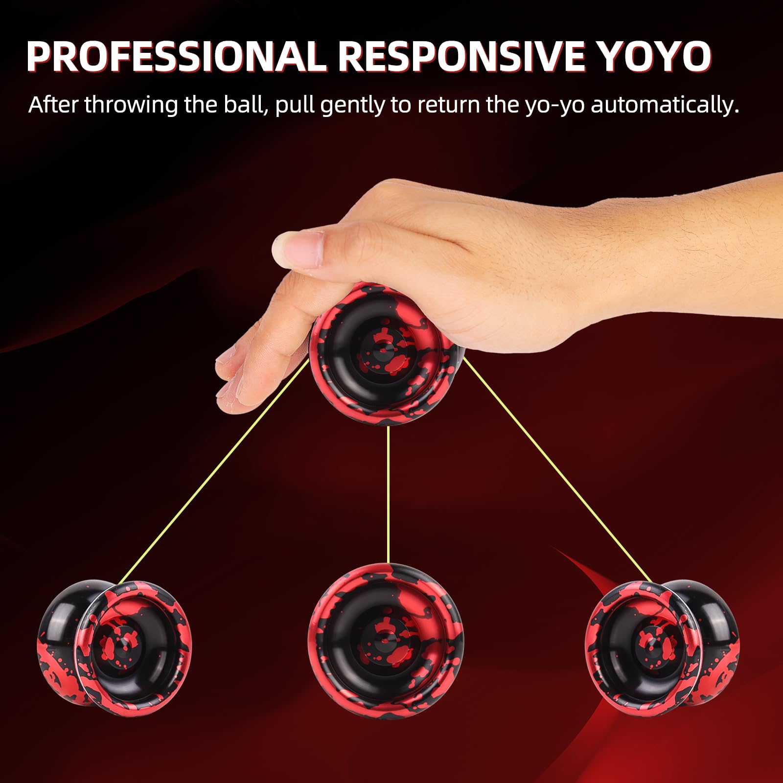 Responsive Yoyo for Kids,Aluminum Alloy Metal Yoyo Ball for Beginners and Professional Players+Yoyo Bag+ 5 Yoyo Strings