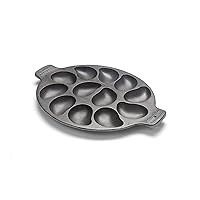 76225 Cast Iron Oyster Grill Pan, 12 Cavities, Black