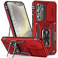 Case for Samsung Galaxy S24 Plus Phone Case Samsung S24 Plus Case with Camera Cover, with Ring Holder Kickstand, with Magnetic Car Mount Function, for Samsung Galaxy S 24+ Plus (Red)