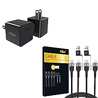 Ailun 2Pack 20W USB C Power Adapter,PD Port Thumb Wall Charger Block Fast Charge and USB C to Lighting Cable 2Pack and USB C Female to USB A Male Adapter with Keychain 2Pack