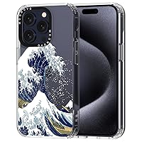 MOSNOVO Compatible with iPhone 15 Pro Case, [Buffertech 6.6 ft Drop Impact] [Anti Peel Off Tech] Clear TPU Bumper Phone Case Cover with Aesthetic Tokyo Wave Designed for iPhone 15 Pro 6.1