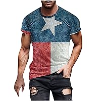 Gym Workout Athletic Shirts for Men,Mens American Flag Printed T-Shirt Loose Fit Comfort Shirts Casual Soft Tees