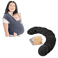 KeaBabies Baby Wrap Carrier & 14 Pack Viscose Bamboo Nursing Pads - All in 1 Original Breathable Baby Sling - Washable Breastfeeding Pads - Lightweight,Hands Free Baby Carrier Sling - Wash Bag