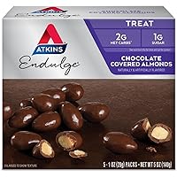 Atkins Endulge Treat Chocolate Covered Almonds. Rich & Crunchy. Keto-Friendly.1 Oz, 5 Count (Pack of 4)