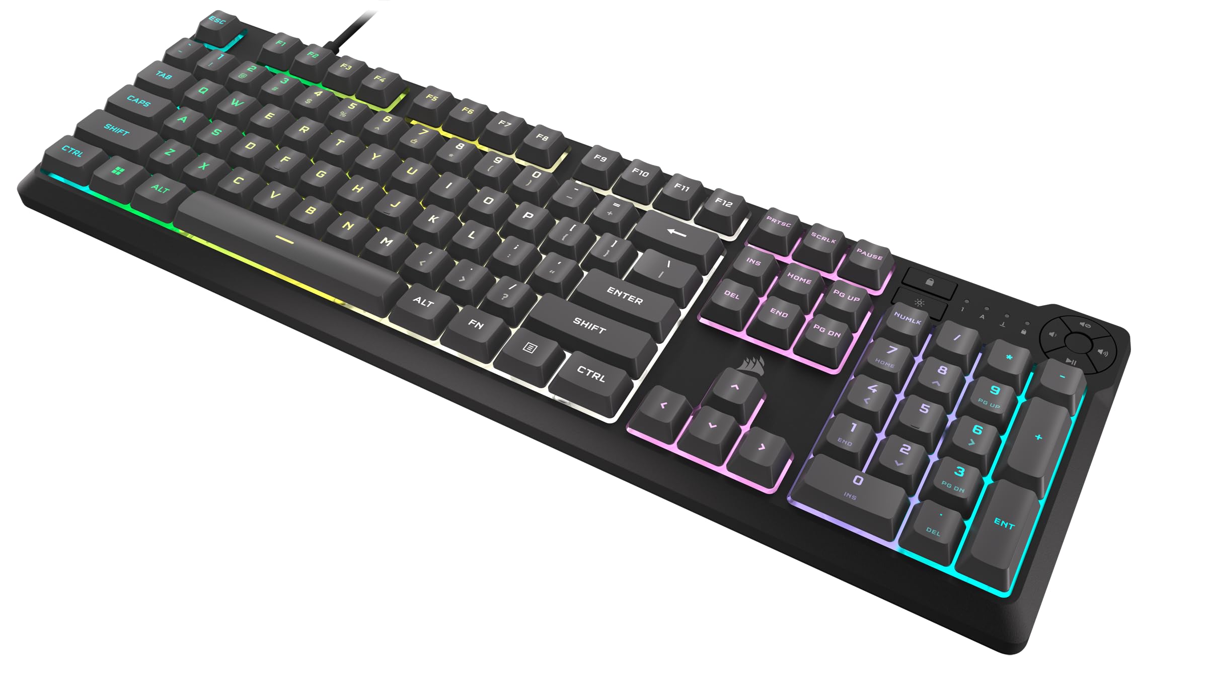 Corsair K55 CORE RGB Membrane Wired Gaming Keyboard – Quiet, Responsive Switches – Spill Resistance – Ten-Zone RGB – Media Keys – iCUE Compatible – QWERTY NA – PC, Mac – Gray
