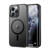 LUHOURI Enhanced Magnetic for iPhone 13 Pro Max Case with Screen Protector - Wireless Charging Compatible, 21ft Military-Grade Drop Tested, Slim Fit Shockproof Translucent Matte Cover - Black