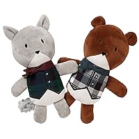 Furhaven 2-Pack Squeaky Plush Dog Toys for Small/Medium Dogs, Washable w/ Ruff Stuff Reinforcement - Dapper Dandies Woodland Collection - Bear/Squirrel, Set of 2
