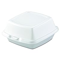 Dart 60HT1 6 in Lg Sandwich Foam Hinged Container (Case of 500), White,5.9