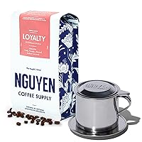 Nguyen Coffee Supply - Loyalty Signature Robusta & Arabica Blend Coffee and Stainless Steel 4oz Phin Filter Set: Medium Roast Whole Coffee Beans, Vietnamese Grown and Direct Trade, Organic, Single Ori