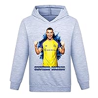 Youth Soccer Stars Casual Hoodies Cristiano Ronaldo Long Sleeve Sweatshirts Pullover Loose Fit Active Tops for Fall