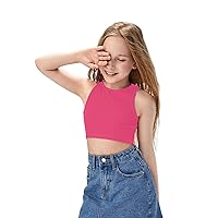 SOLY HUX Girl's Summer Sleeveless Round Neck Casual Baisc Crop Tank Tops