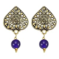 Jaipur Rajasthan India 6mm Round Amethyst, Metal-Brass, Handmade Jewelry Manufacturer 1 Pair Of Drop Earring