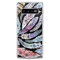 Case Compatible with Samsung S23 S22 Plus S21 FE Ultra S20+ S10 Note 20 5G S10e S9 Clear Tribal Colorful Print Cute Blue Cute Watercolor Bird Feather Flexible Silicone Slim fit Design Boho