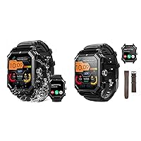 Rugged Tactical Smart Watches for Men, TankS3 Black Watch Bundle