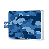 Seagate One Touch SSD 500GB External Solid State Drive Portable – Camo Blue, USB 3.0 for PC Laptop and Mac, 1yr Mylio Create, 2 Months Adobe CC Photography (STJE500406)