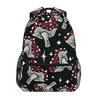 ALAZA Mushroom Black Backpack for Women Men,Travel Trip Casual Daypack College Bookbag Laptop Bag Work Business Shoulder Bag Fit for 14 Inch Laptop