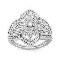 3/8 CTTW Sterling Silver White Diamond flower ring