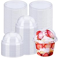 50 Pack 8oz Disposable Clear Plastic Cups with Dome Lids,PET Dessert Cups,Disposable Snack Bowls for Ice Cream,Cake,Fruit,Parfait, Pudding and Jello Shot