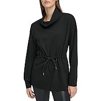 Andrew Marc Women's Geo Textured Knit Long Sleeve Cowl Neck Tunic