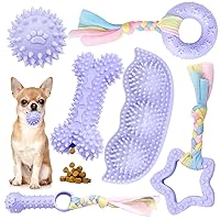 6 Pack Puppy Teething Toys, Cute Purple Small Dog Chew Toys for Puppies 0-6 Months, Soft Rubber Rope Dog Teething Toys, Best Small Puppy Toys, Puppy Essentials Supplies