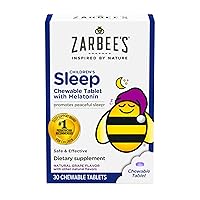 Kids 1mg Melatonin Chewable Tablet, Drug-Free & Effective Sleep Supplement, Easy to Take Natural Grape Flavor Tablets for Children Ages 3 and Up, 30 Count