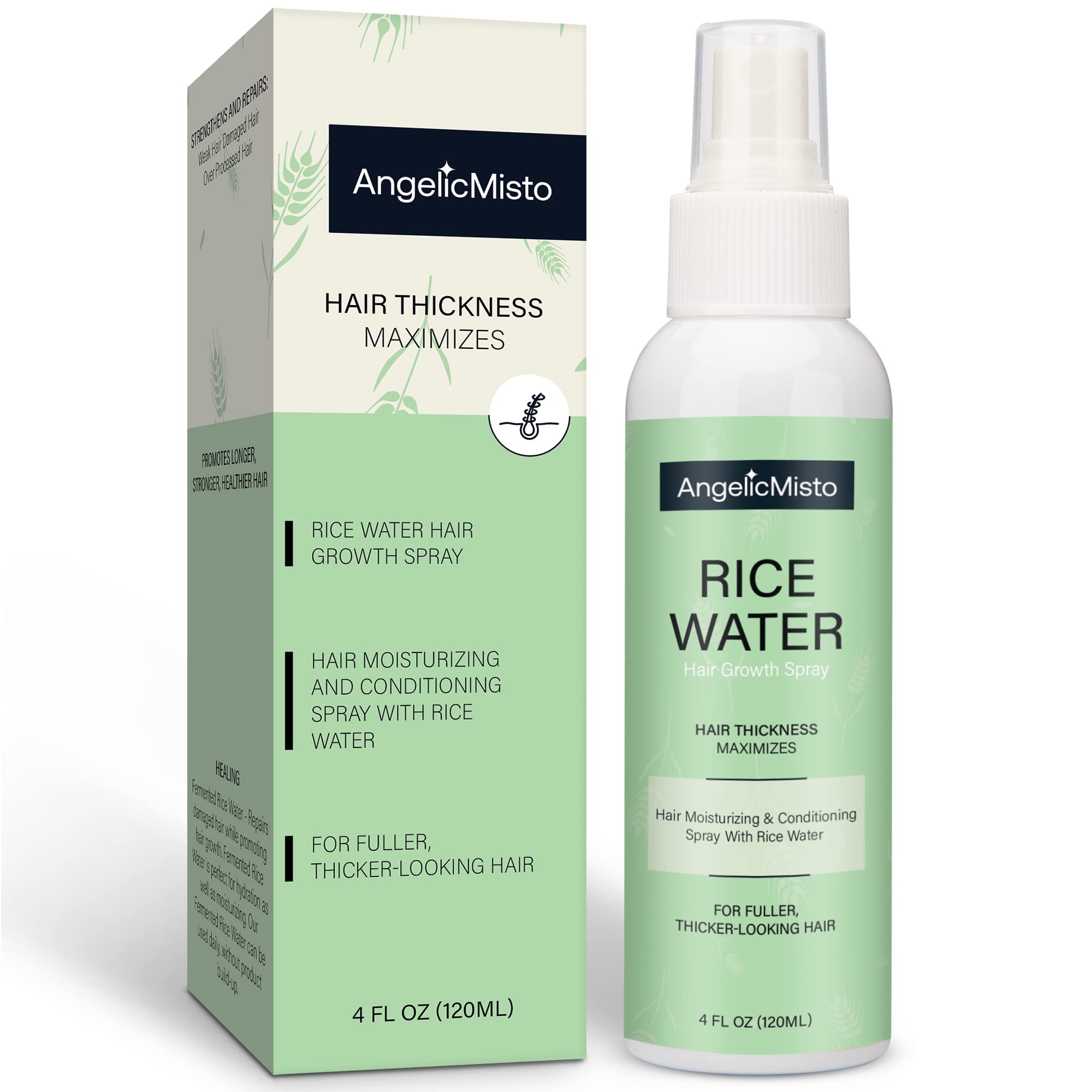 Rice Water For Hair Growth, All Natural Vegan Leave in Conditioner Spray Hair Care Products for Woman&Men, Biotin Infused Leave In Conditioner. Rice Water Hair Mist For Dry, Frizzy, Weak, Damaged Hair - Strengthen, Moisturize & Thicken Hair Naturally - 4o