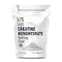 It's Just! - Creatine Monohydrate Powder, Pure Creatine Powder, Made in USA, 3rd Party Lab Tested, 5g Per Serving, Scoop Included, No Fillers, No Added Flavor (Unflavored, 200g / 40 Servings)