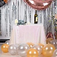 JYFLZQ White Iridescent Sequin Tablecloth 50