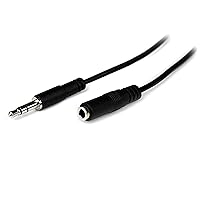 2m Slim 3.5mm Stereo Extension Audio Cable - Male / Female - Headphone Audio Extension Cable Cord - 2x Mini Jack 3.5mm - 2 m (MU2MMFS) Black