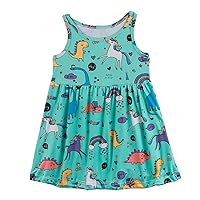 ESTAMICO Toddler Girls Sleeveless Summer Causal Dresses Printed Ruffle Trim Sundress for 1-10 Years