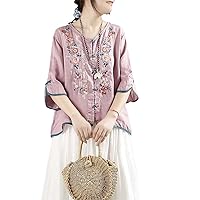 Chinese Traditional Clothing Women Classic Embroidery Tang Suit Hanfu Ethnic Vintage Chinese Cheongsam Blouse