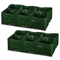 PE Garden Planting Bed 35-Gallon Heavy Duty Plastic Raised Plant Grow Bag with 6 Partition Grids Potato Tomato Rectangle Planter Pots Containers, for Vegetables, Fruits, Flowers, 2 Packs