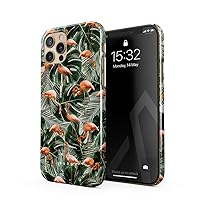 BURGA Phone Case Compatible with iPhone 12 PRO MAX - Flamingo Green Palm Trees Leaf Tropical Leaves Exotic Bird Summer Cute Case for Women Thin Design Durable Hard Plastic Protective Case
